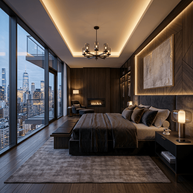 Ultra high-end master bedroom with panoramic views